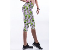 Fashionable Alien Printed Stretchy Slimming Women's Capri Pants