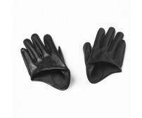 Pair Of Stylish Solid Color Faux Leather Half Palm Gloves For Women