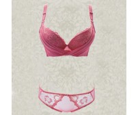 Vintage Ruffled Floral Embroidery Bra Set For Women