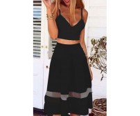 Black Crop Top and Skirt Two Piece Dress