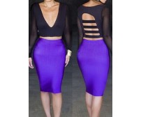 Hollow Back Top and Purple Skirt Bodycon Dress