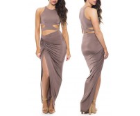 Hollow Out Top and Ruched Skirt Maxi Dress