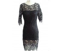 Hot Sale Short Sleeve Round Neck Black Dress