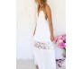 Open Back Lace Splicing White Maxi Dress