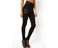 Attractive Solid Black Ankle Length Mid Waist Leggings